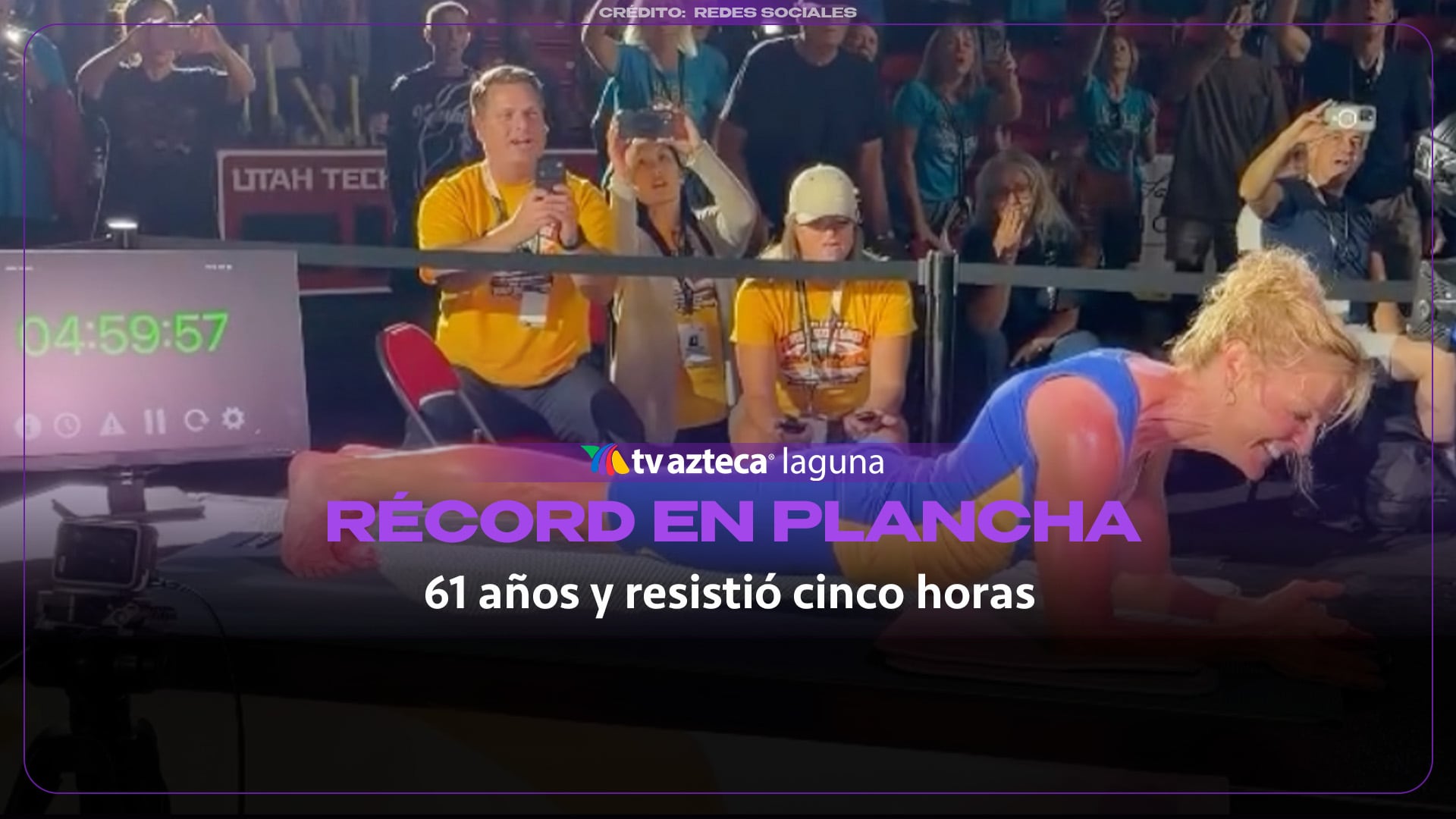 Mujer de 61 años rompe récord tras superar 5 horas en plancha | VIDEO