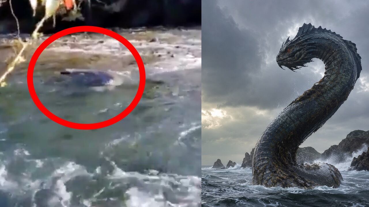 Captan supuesta serpiente mitológica en un lago | VIDEO