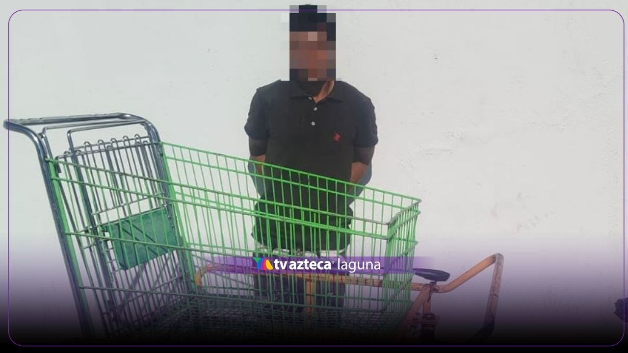 Detienen a joven por robo de carrito de supermercado en Torreón