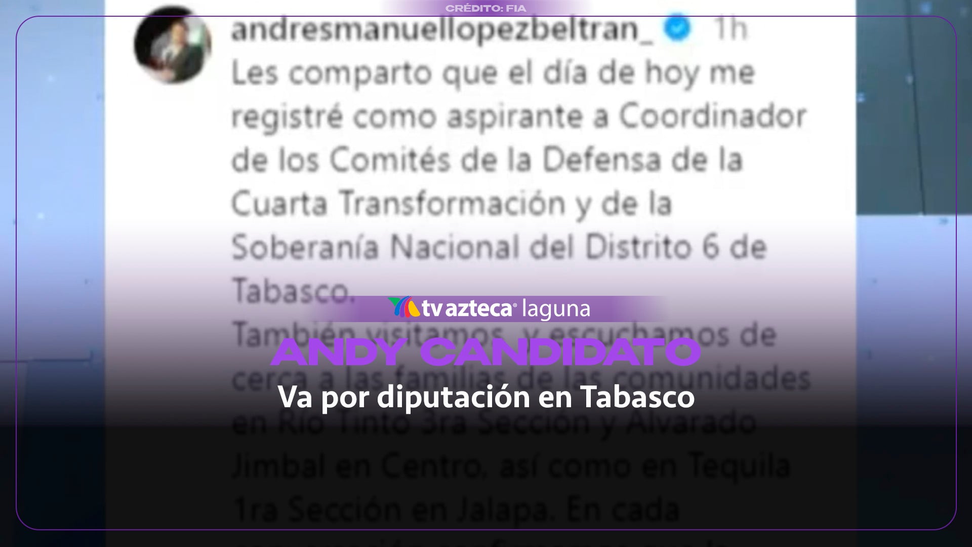 Andy López Beltrán se registra como aspirante de Morena en Tabasco