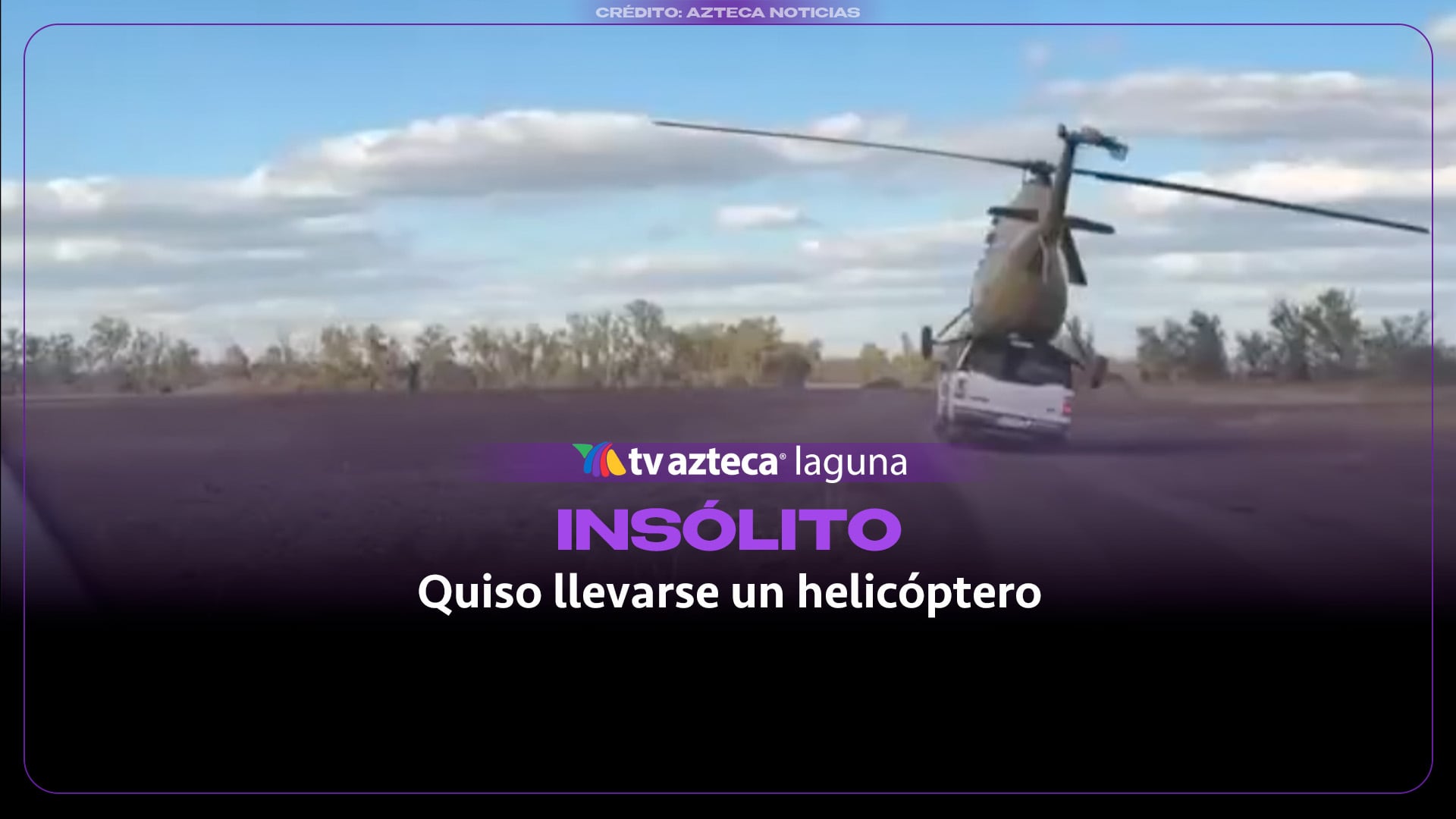 Quiso transportar un helicóptero en el techo de su camioneta y salió mal | VIDEO